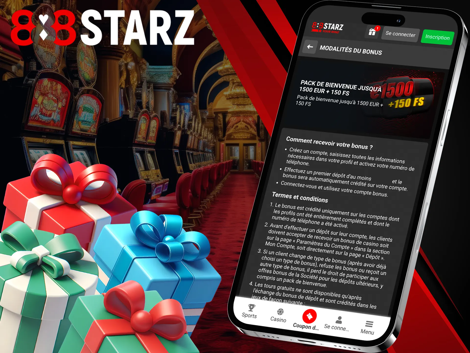 A welcome bonus is already waiting for you on the 888Starz application.