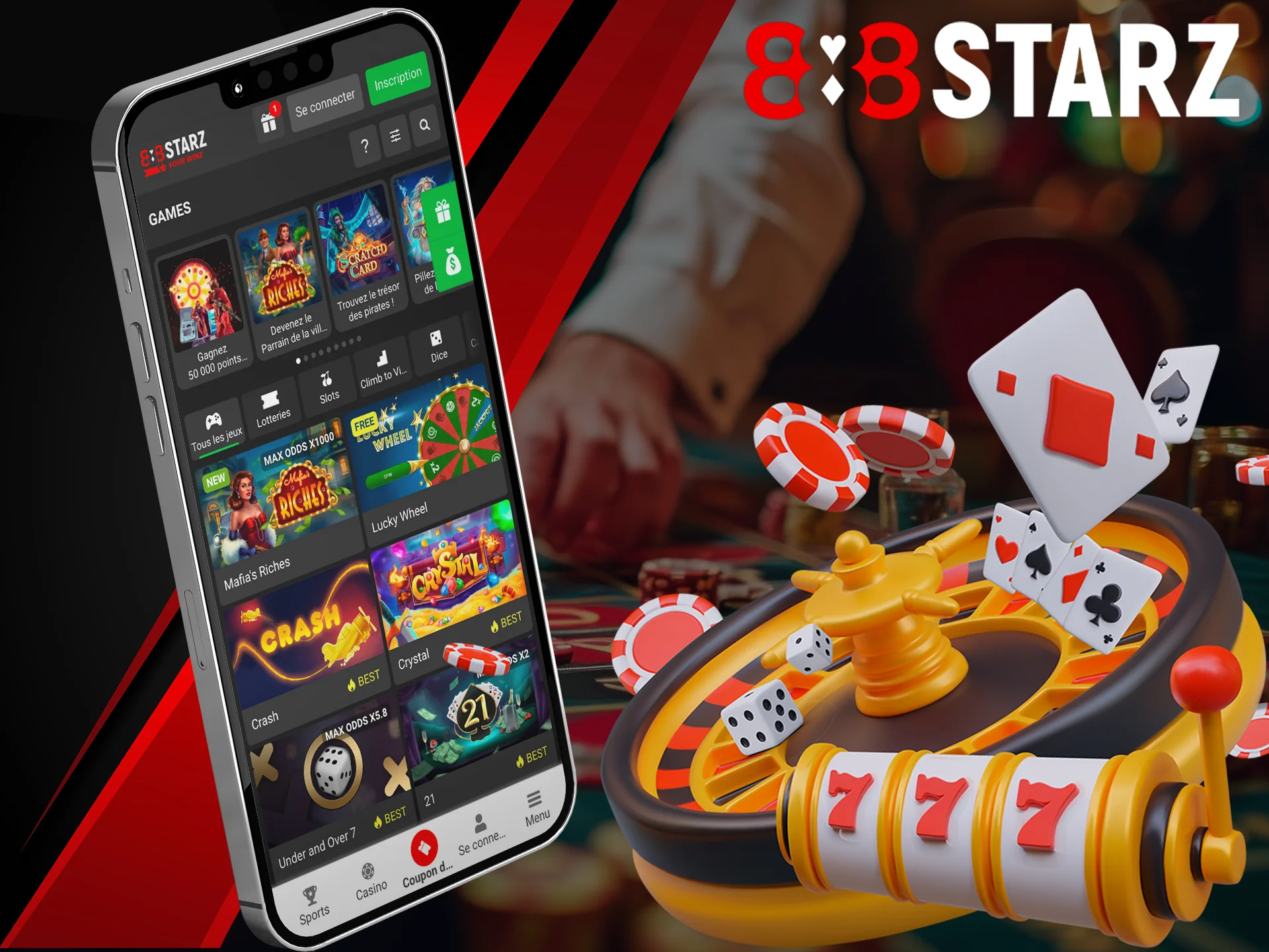 Play your favorite casino games on the 888Starz app.