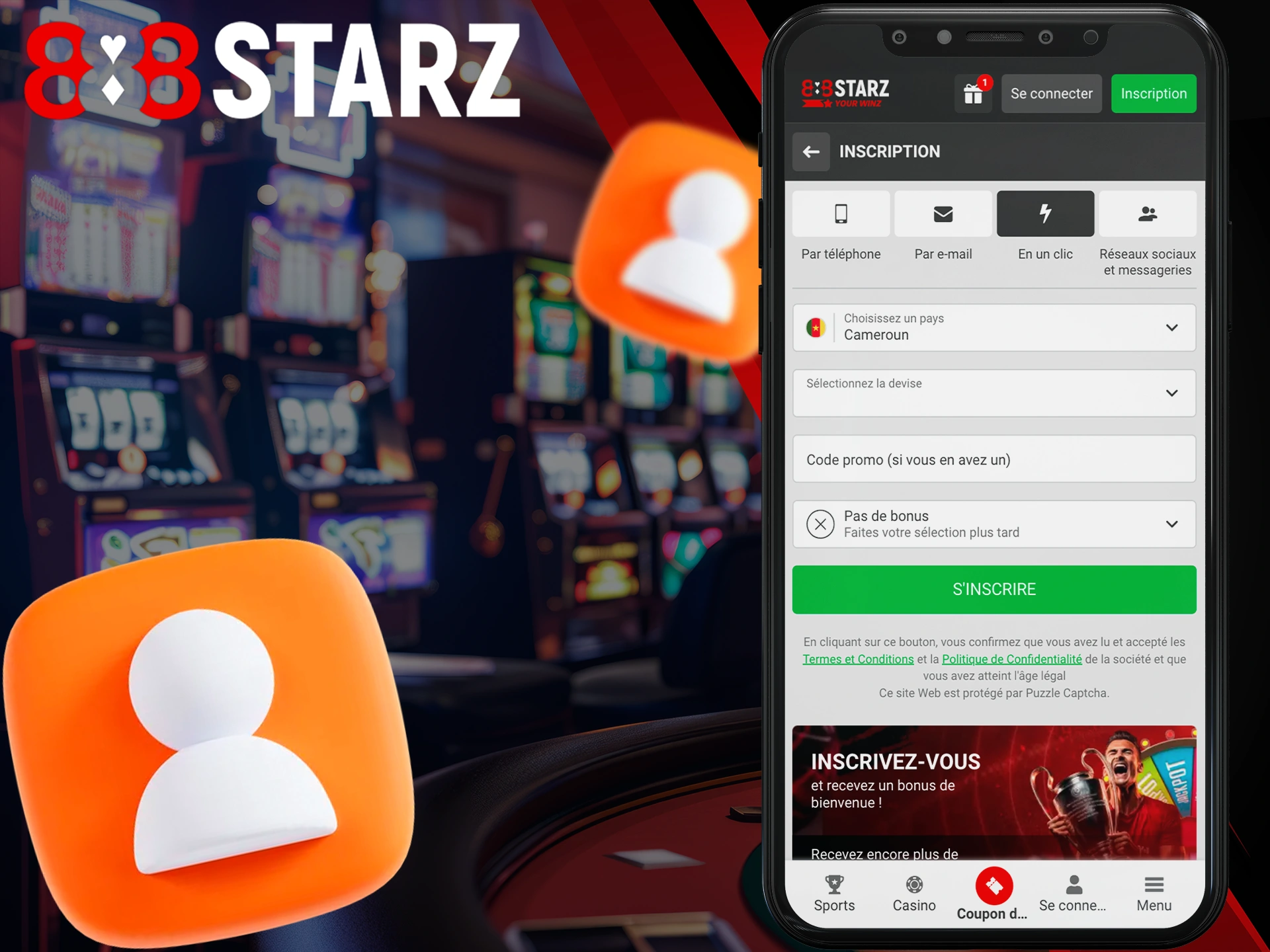 Follow the registration process on the 888Starz application.