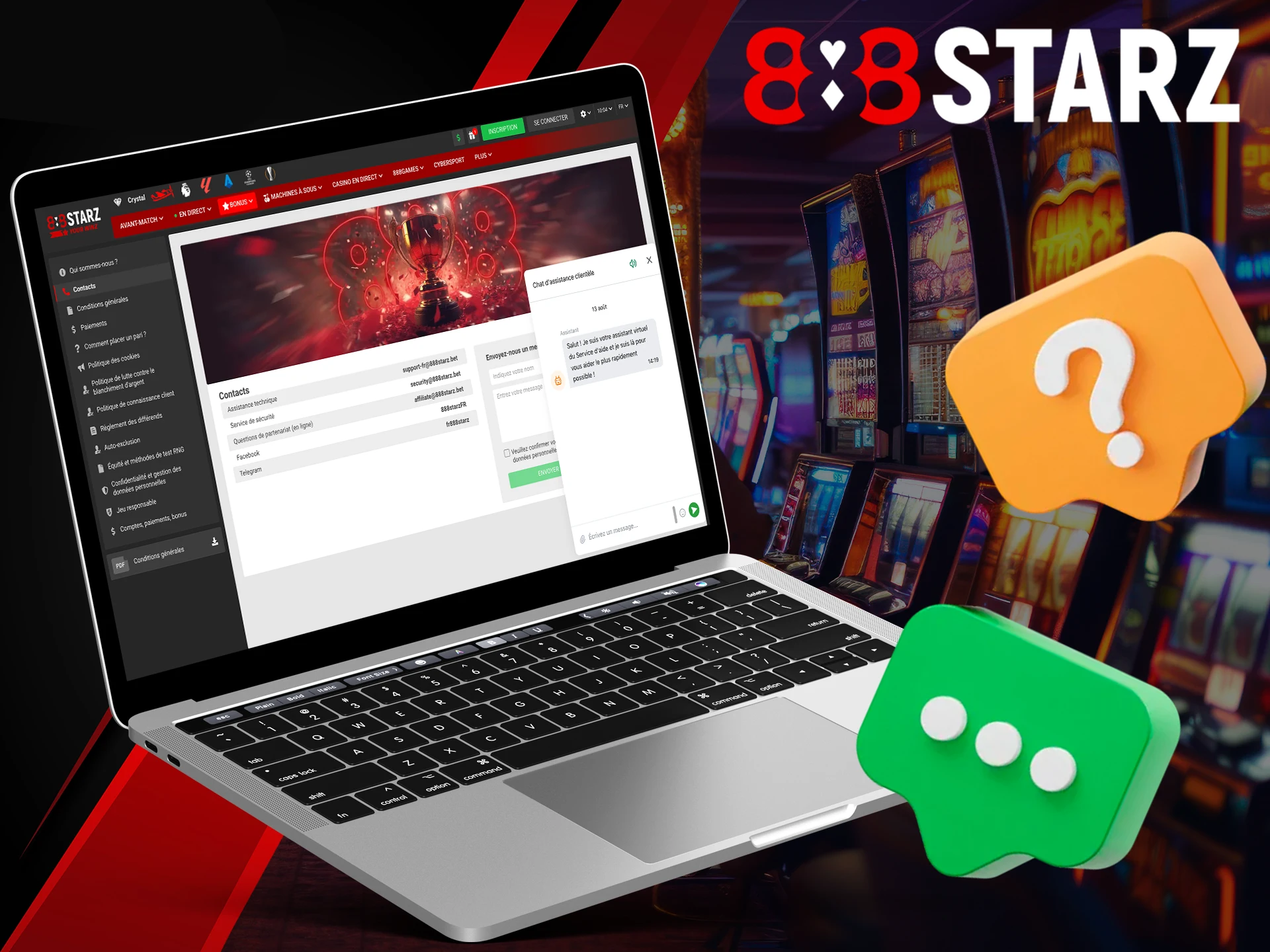 Write to online support and get instant help from 888Starz.