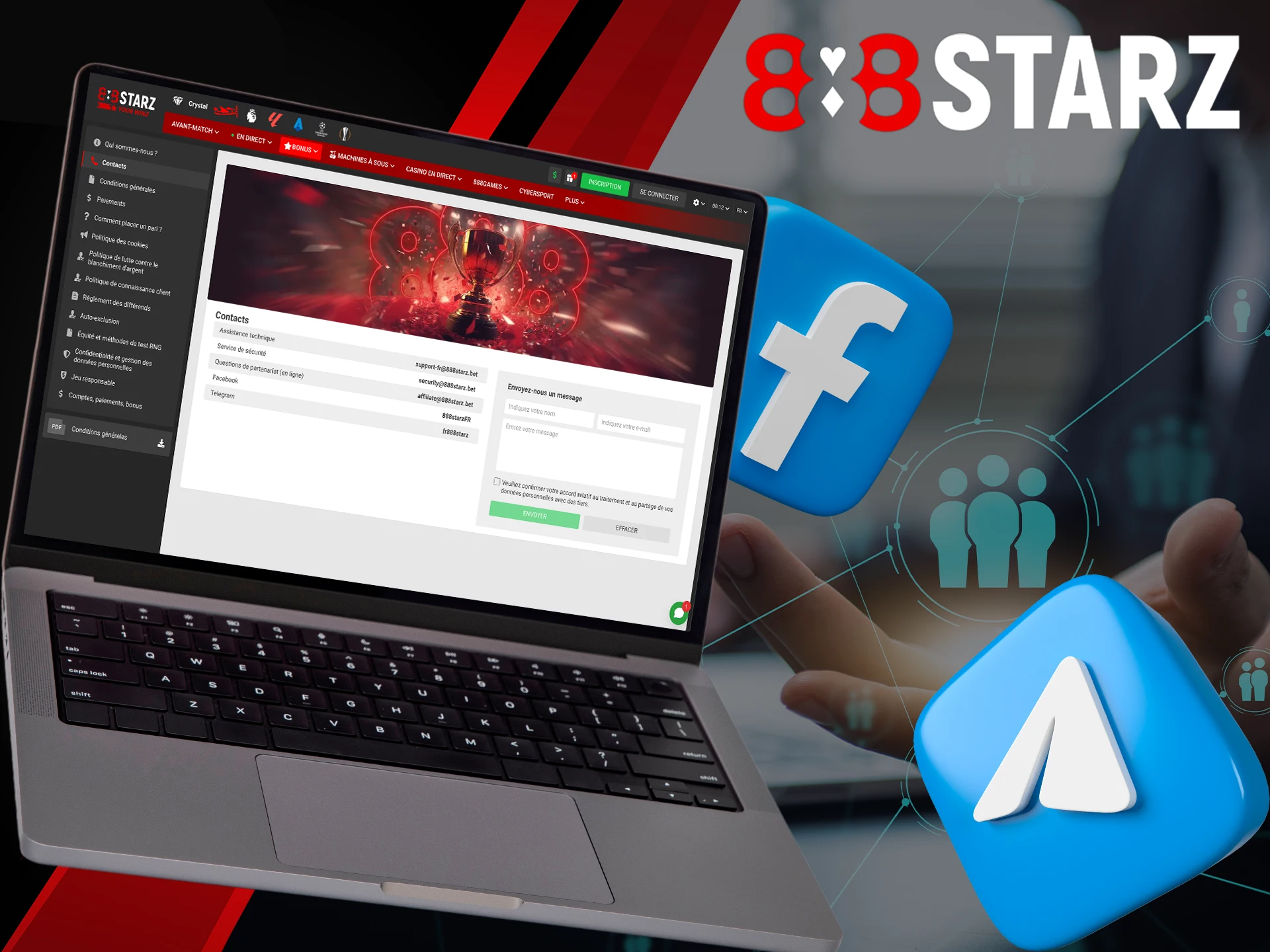 Connect with the 888Starz team using social media.