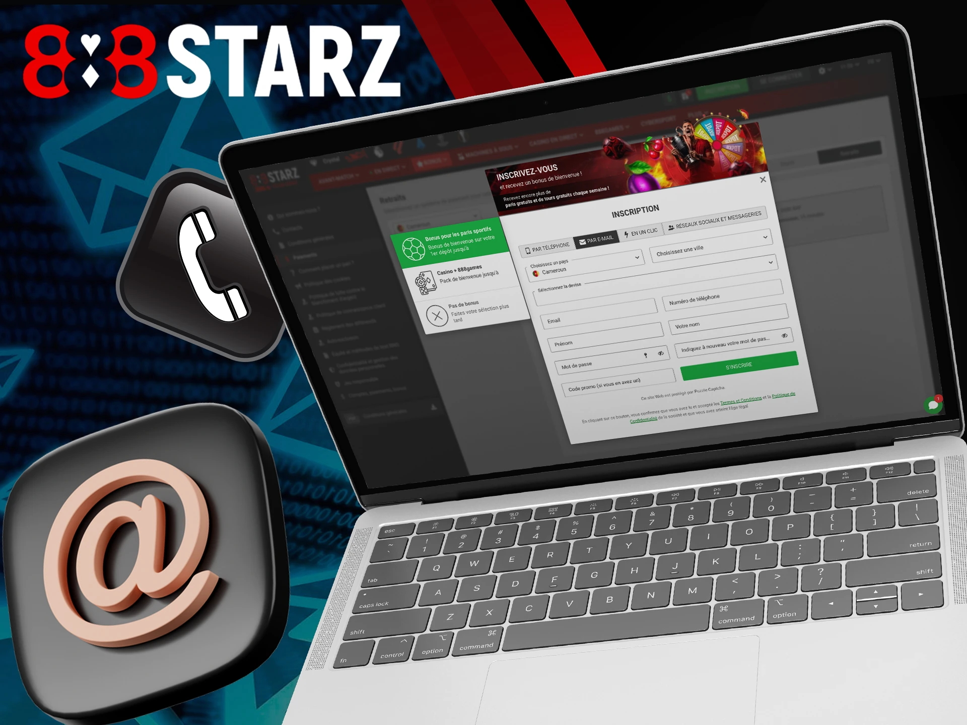 Follow the 888Starz registration procedure by cell phone and by post.