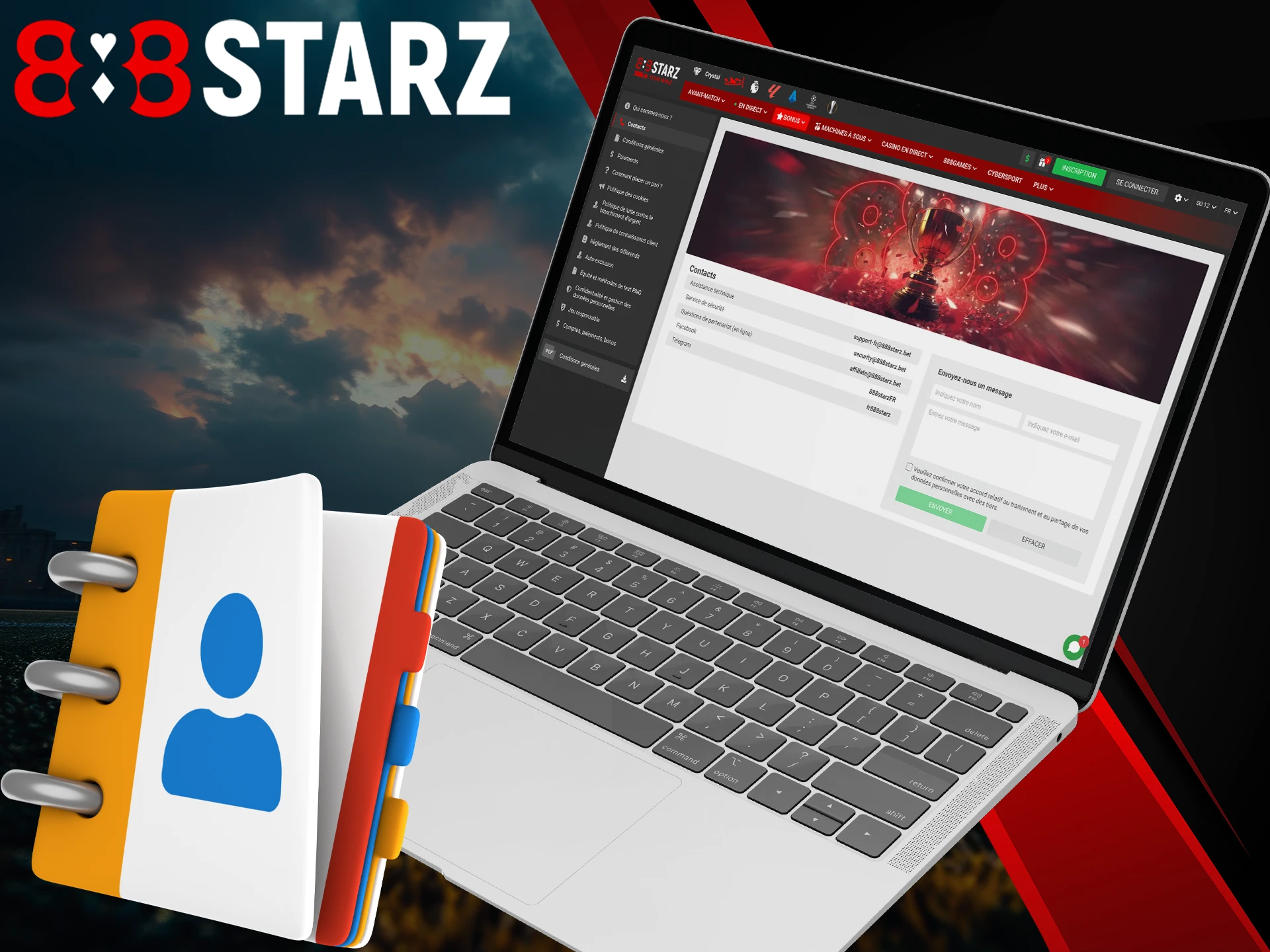 Use contacts to get in touch with 888Starz.