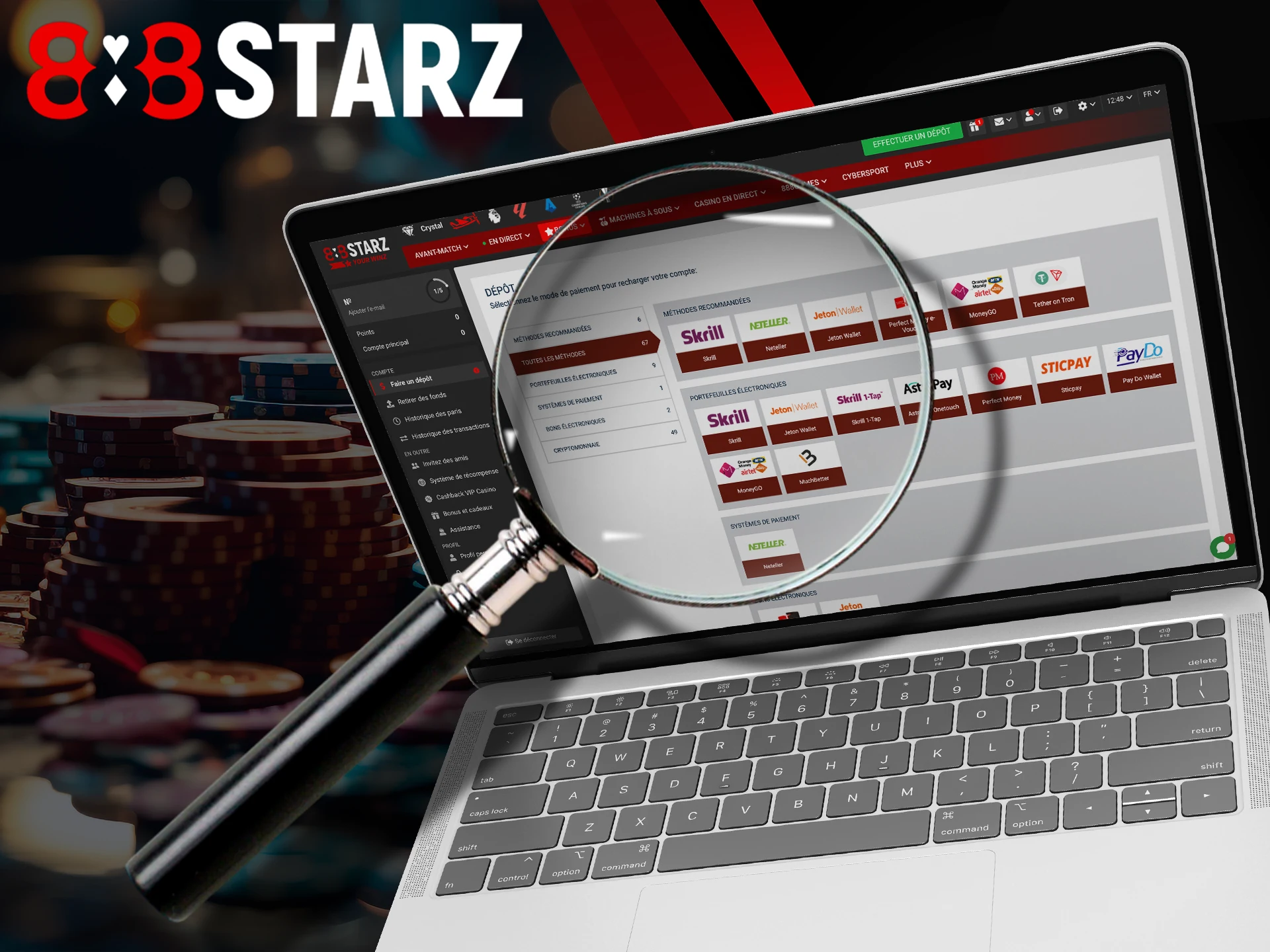 See 888Starz payment system summary.