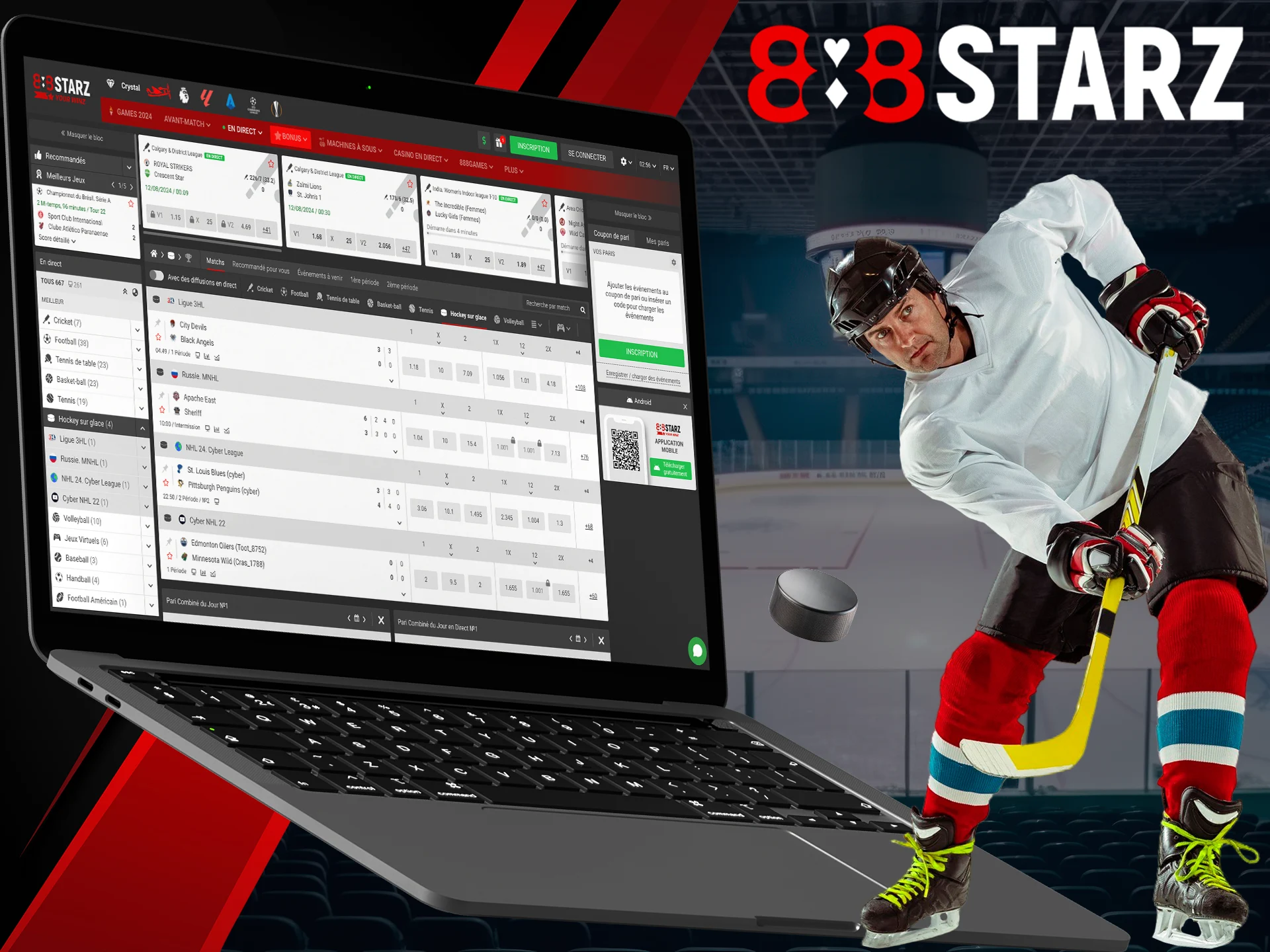 Meilleures cotes hockey chez 888Starz.