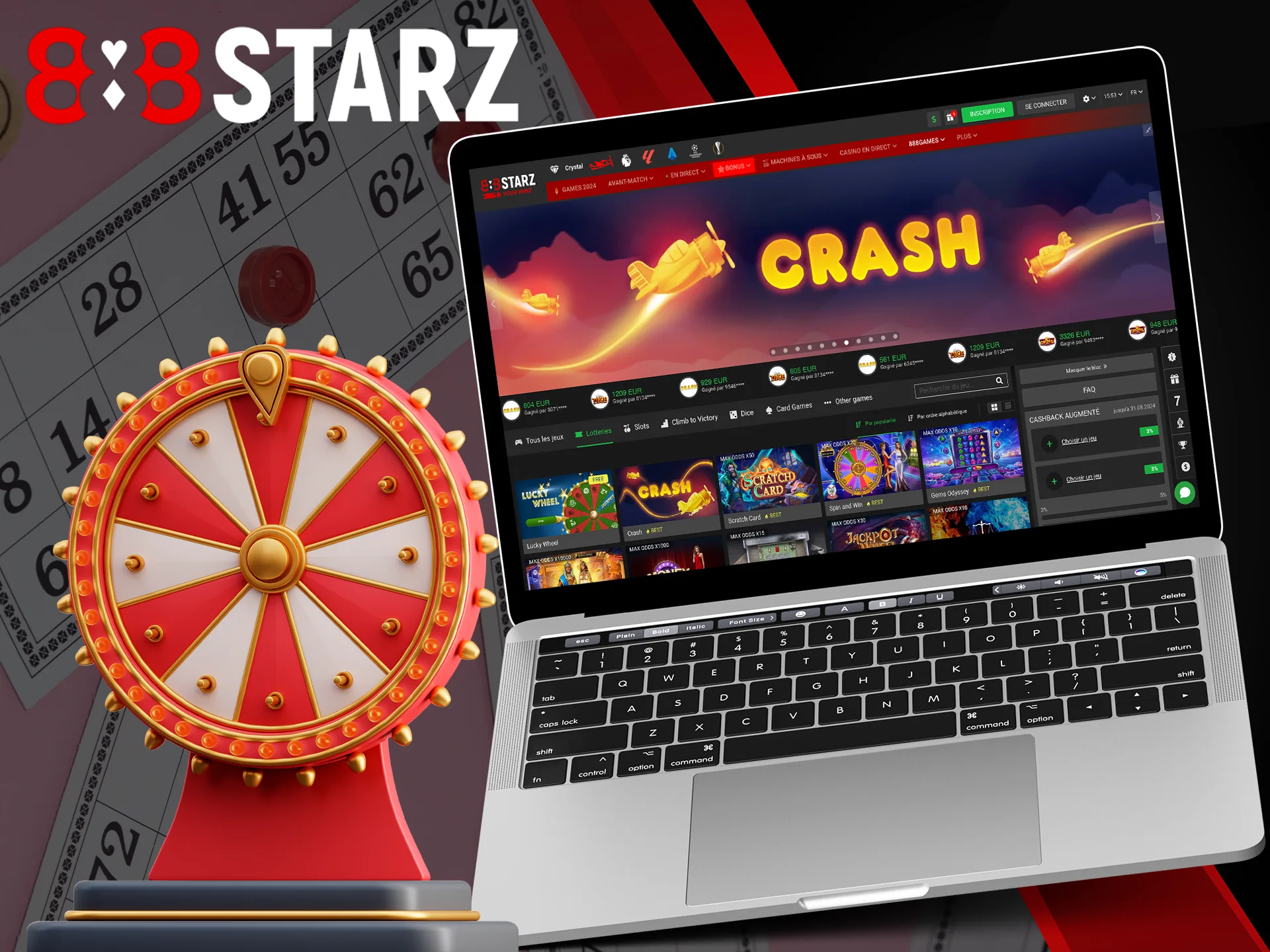 Jouez aux loteries sur 888Starz et tentez votre chance.