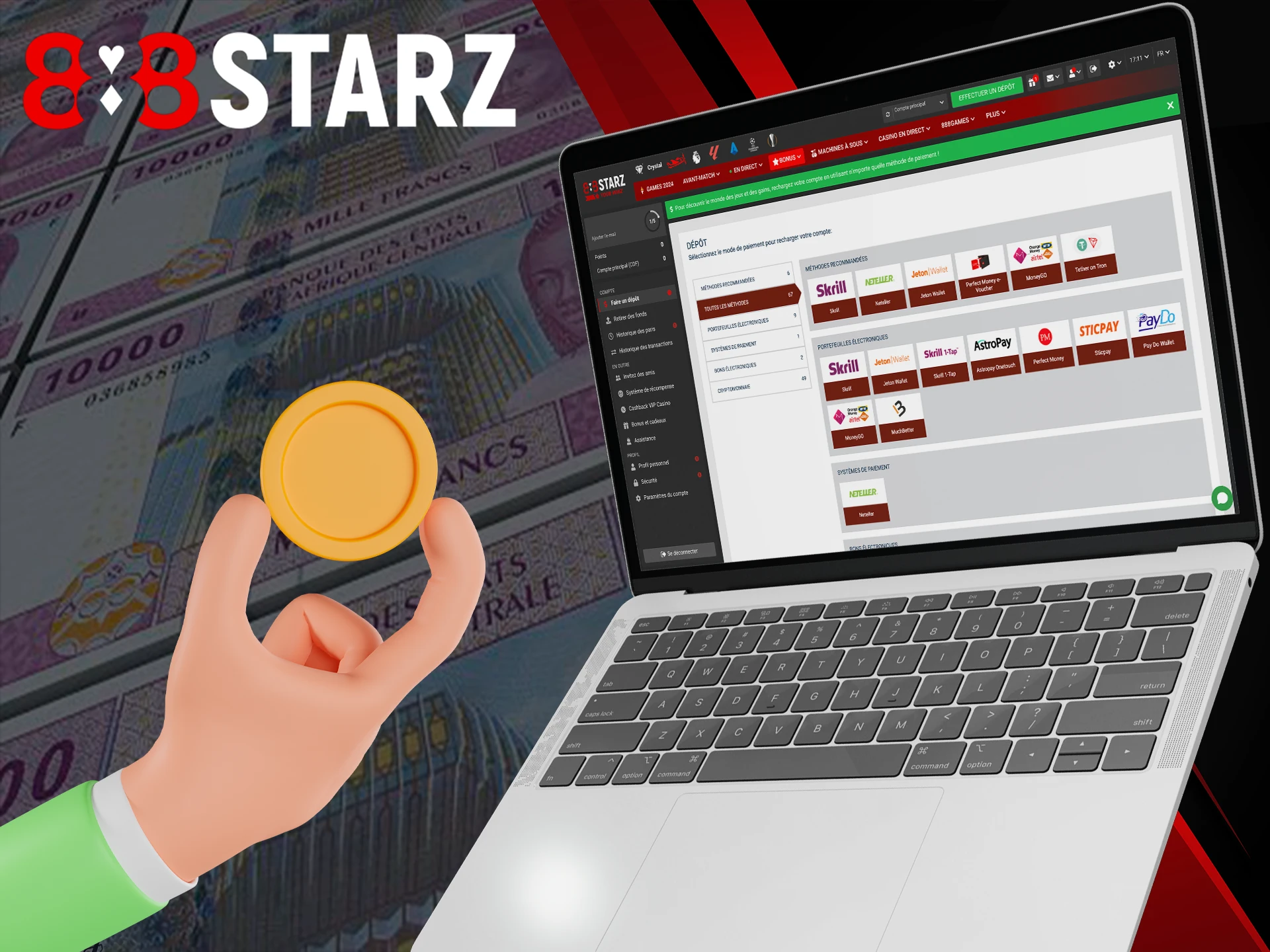 Choisissez une méthode de paiement qui vous convient chez 888Starz.